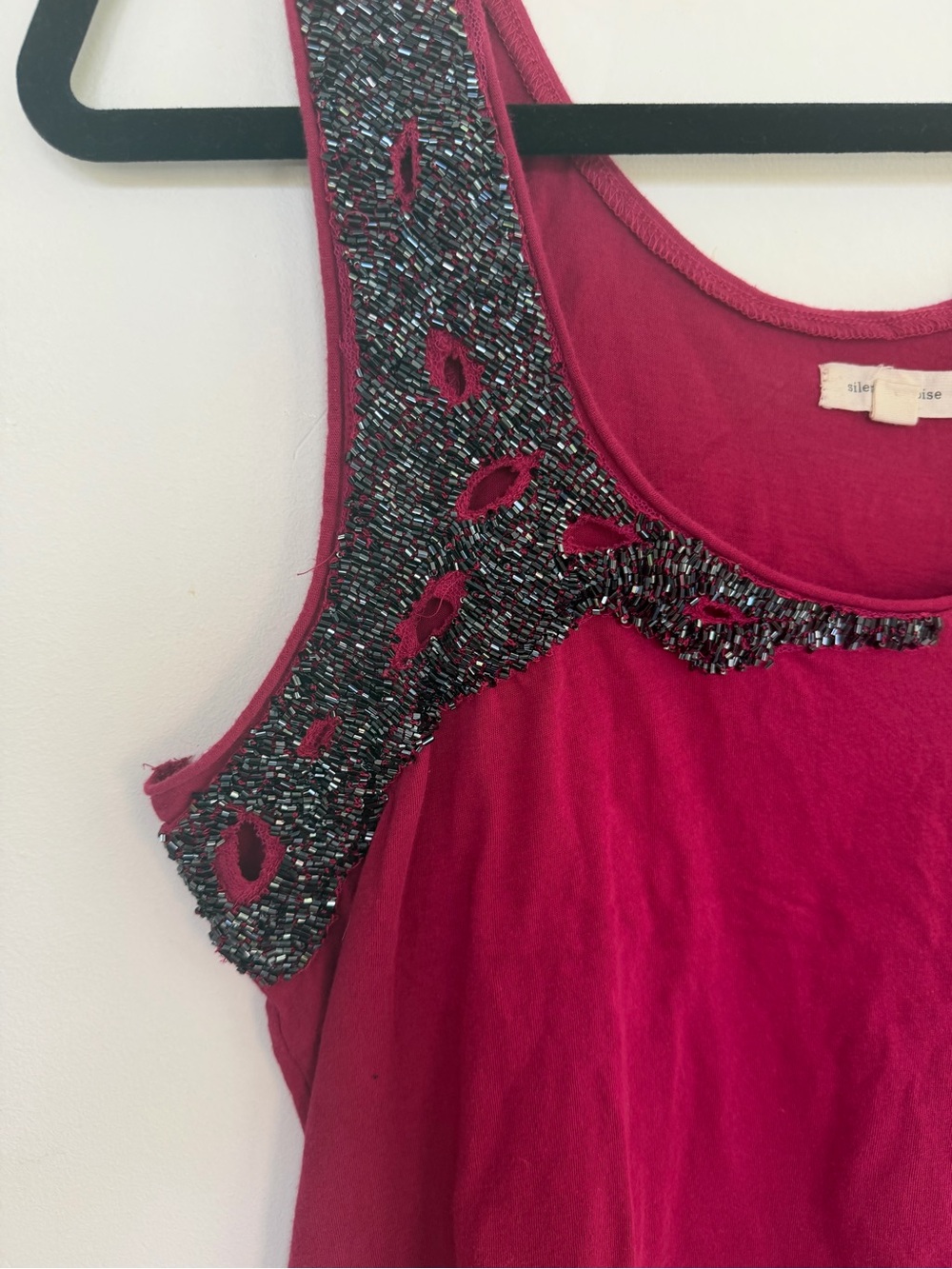 silence + noise raspberry tank with black sequin trim - Picture 2 of 4